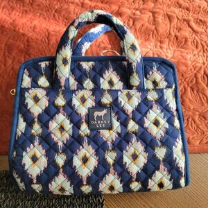 Dabney Lee Navy and Cream Quilted Foldable Cosmetic Bag